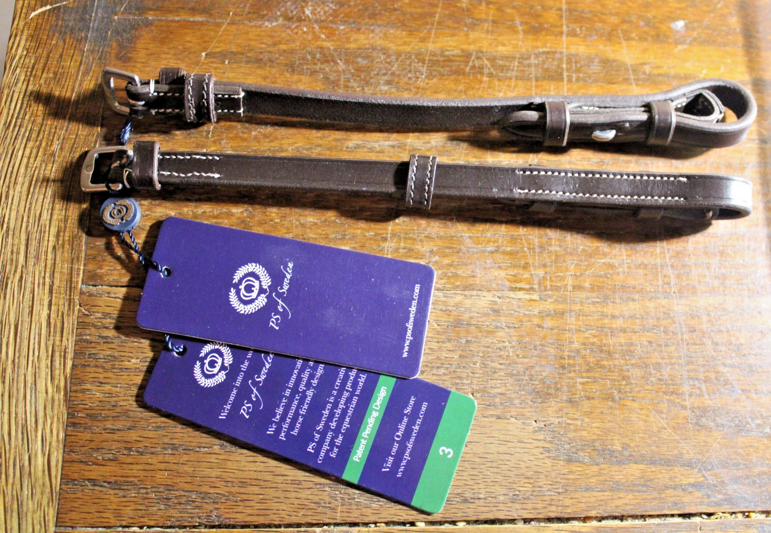 PS of Sweden Cheekpieces Flat w/ French Hook - Brown - Size Full/3 - NWT