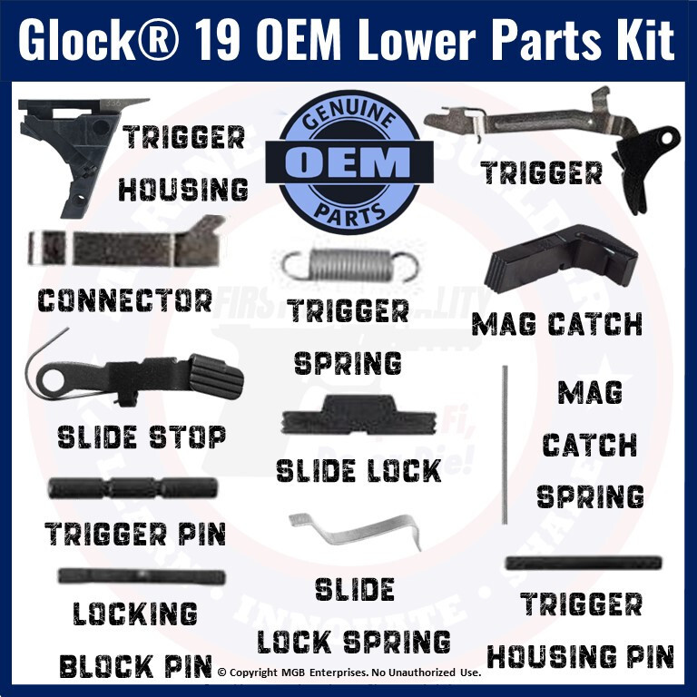 Glock 19 OEM Lower Parts Kit Gen 3 G19 LPK 9mm Genuine Factory Armorer Assembled
