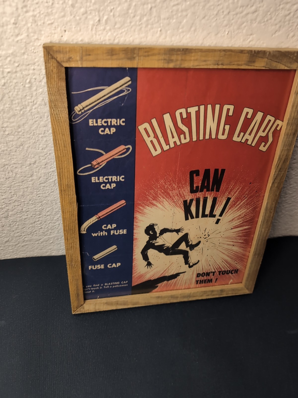 Vintage Blasting Caps Mine Safety Poster "Blasting Caps Can Kill!" 12x9