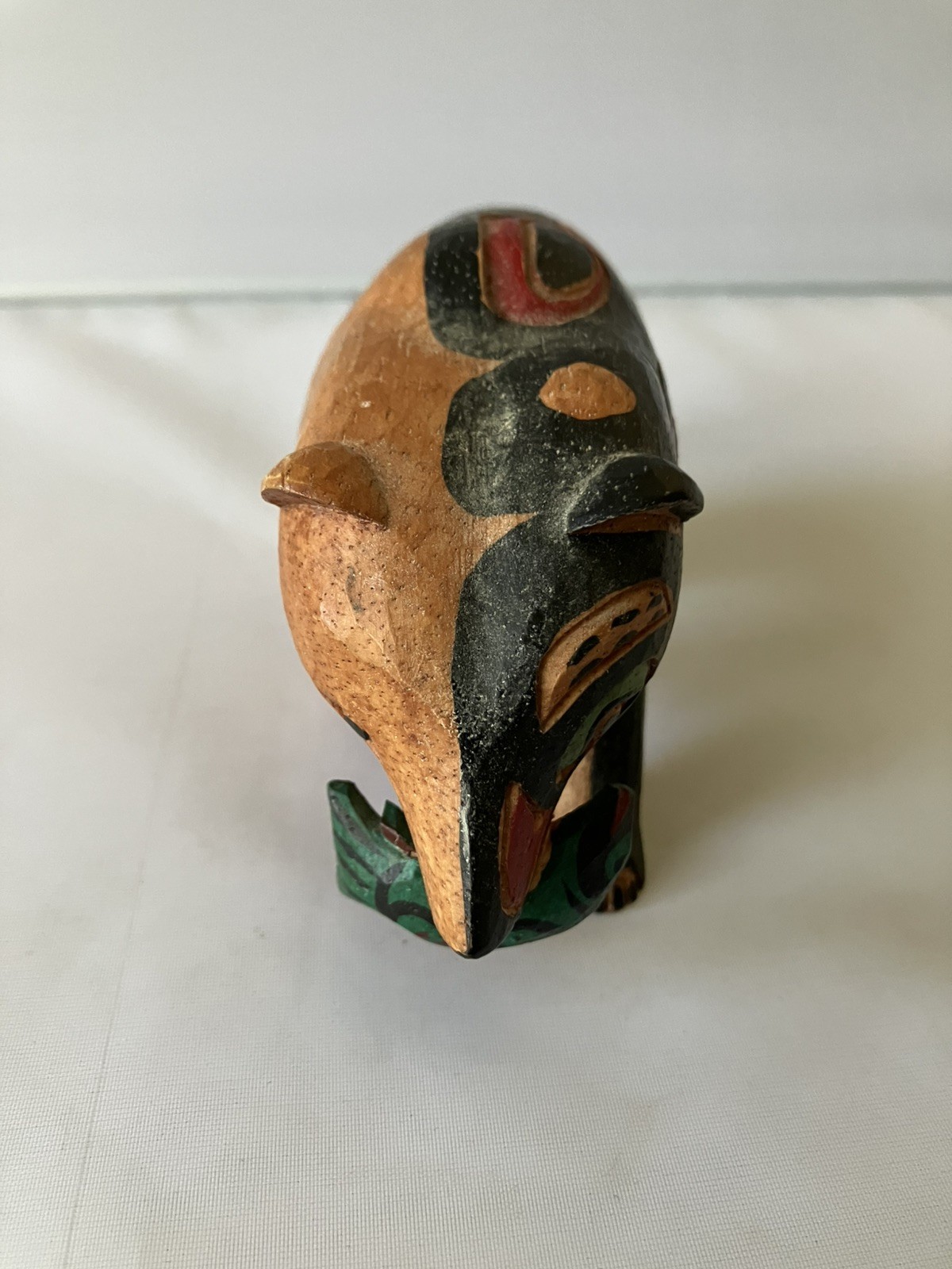 Pacific Northwest Salish Bear with Fish Carving First Nation Tribal Art