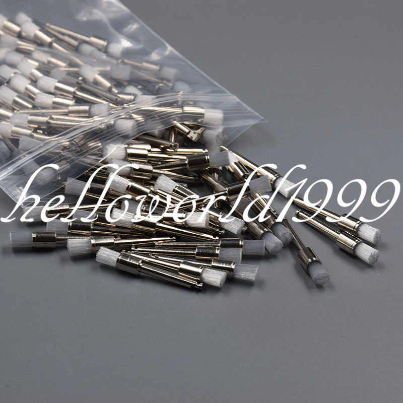 100 Pcs Dental White Nylon Polishing Flat Latch Polisher Prophy Brush Disposable