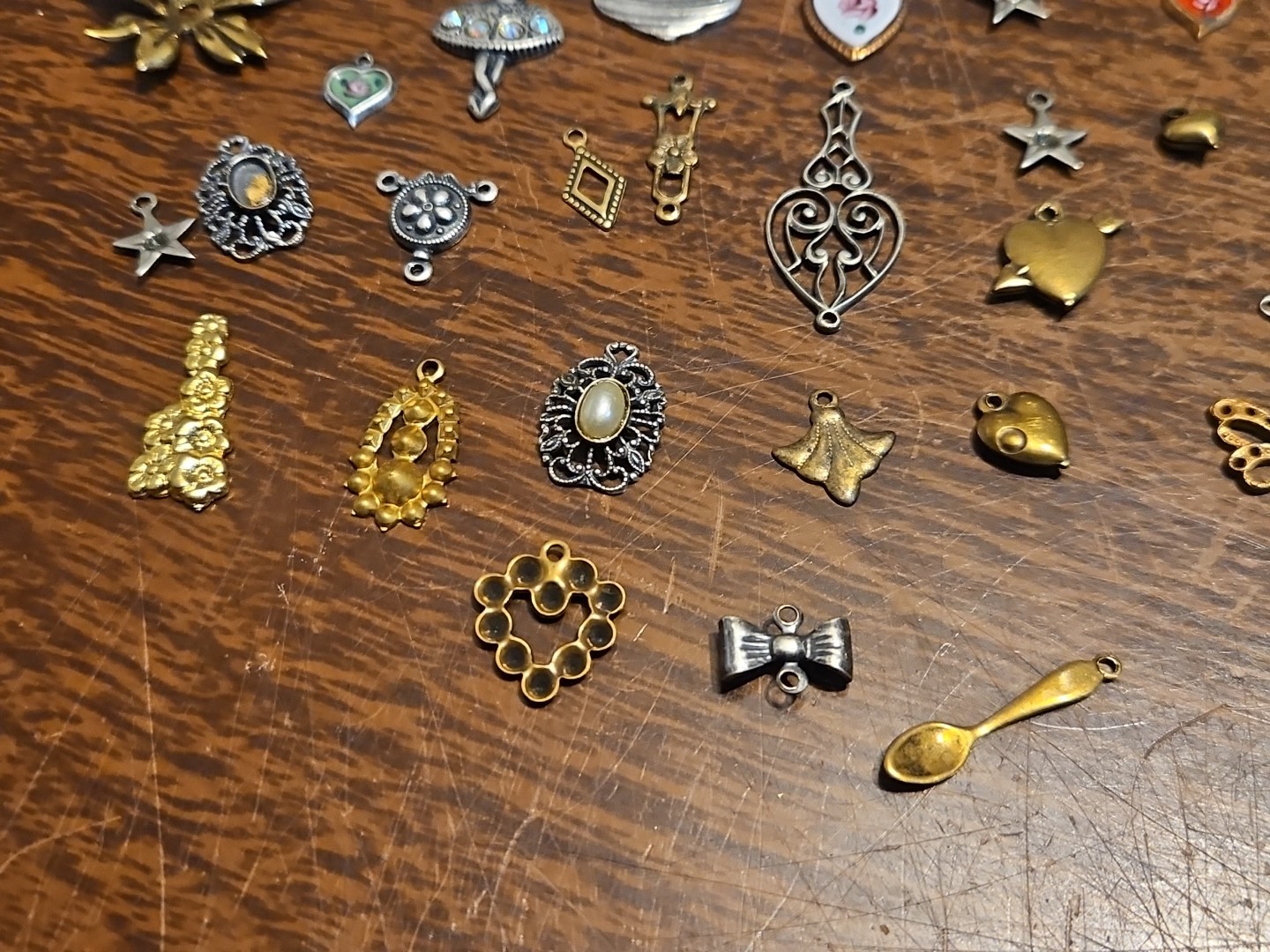 Lot Of 50 Mixed Parts Pcs France Vintage 60s Brass Stampings Findings Jewelry 22