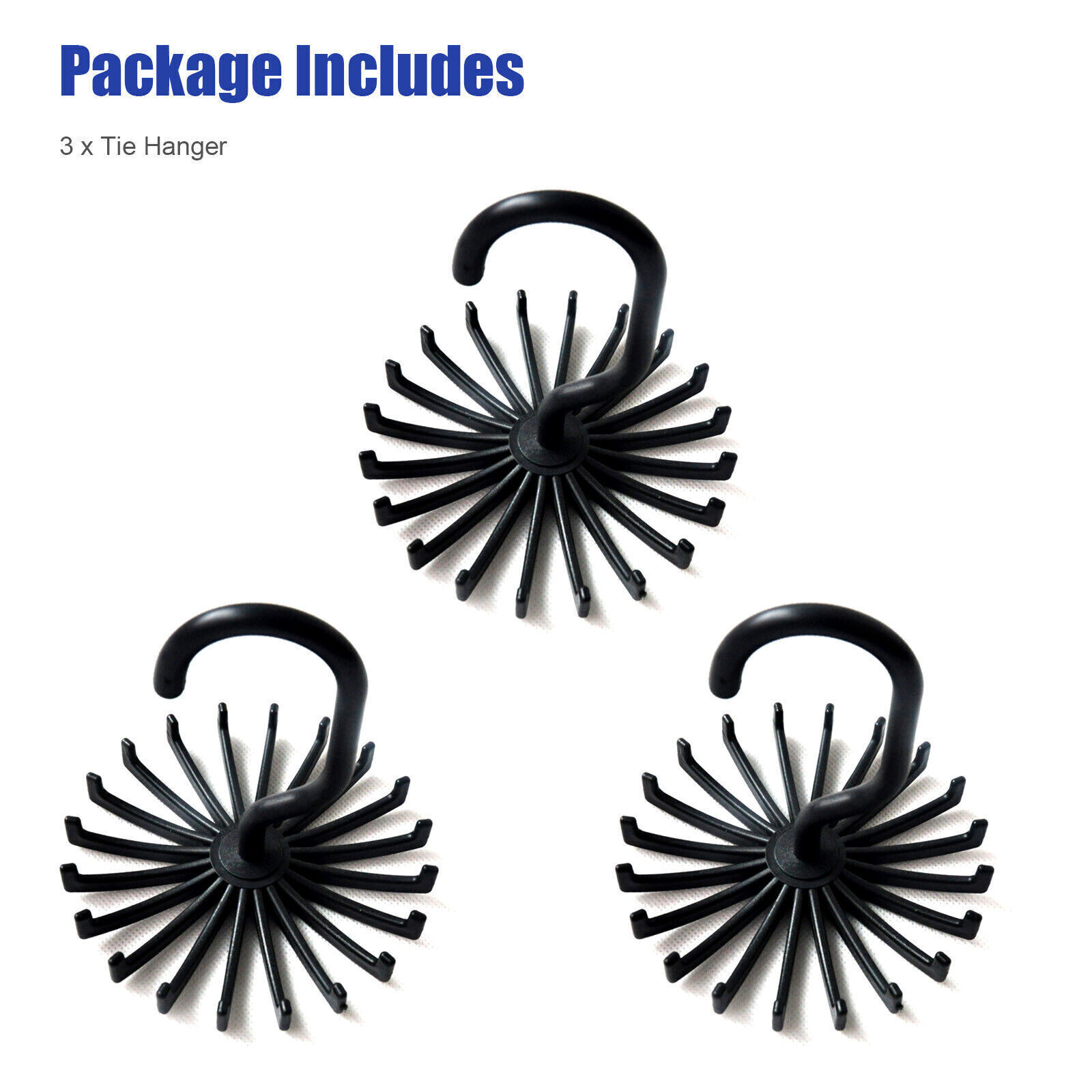 6X Neck Tie Rack 360° Rotatable Hook Hanger Organizer Scarf Belt Storage Holder