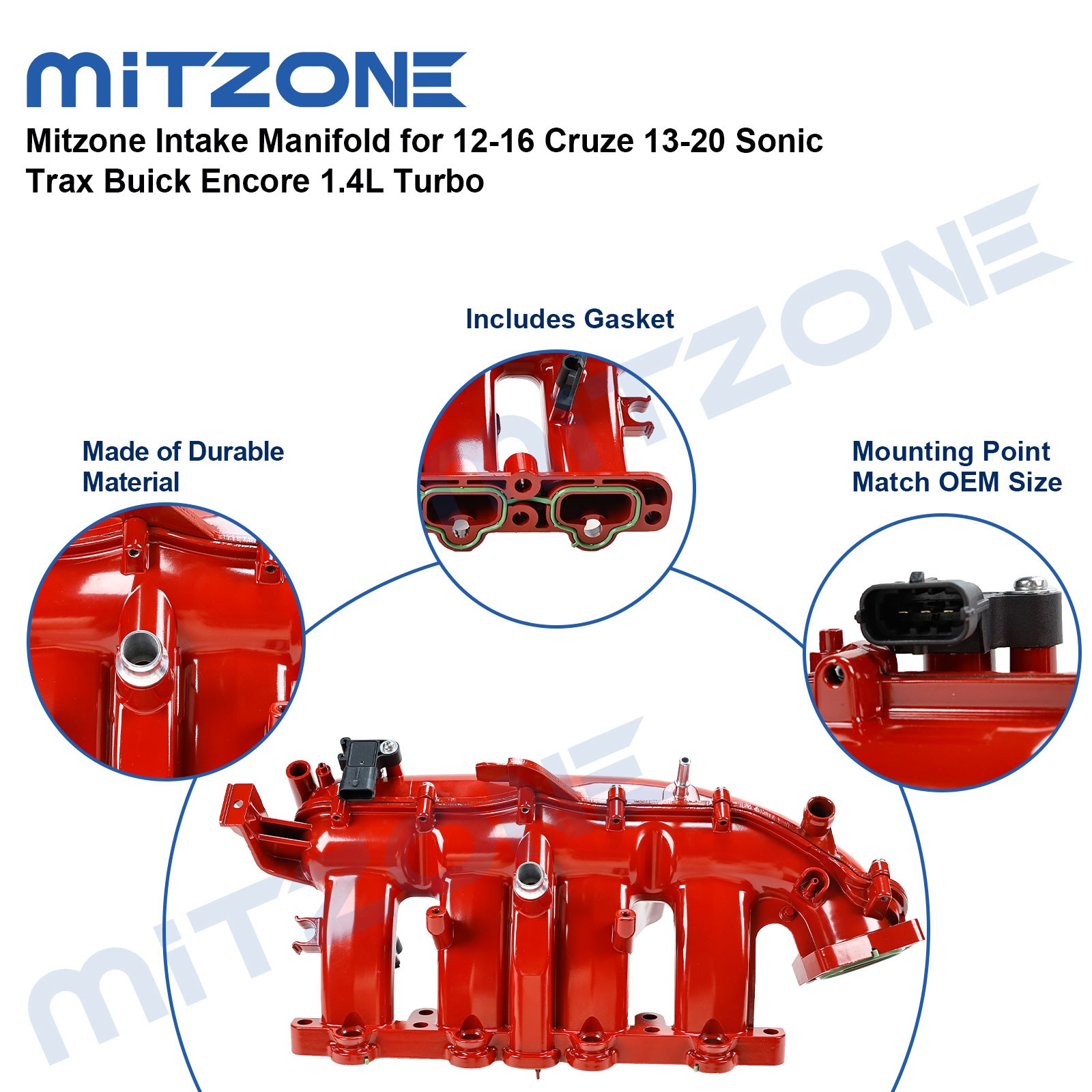 Mitzone Intake Manifold for 12-16 Cruze 13-20 Sonic Trax Buick Encore 1.4L Turbo
