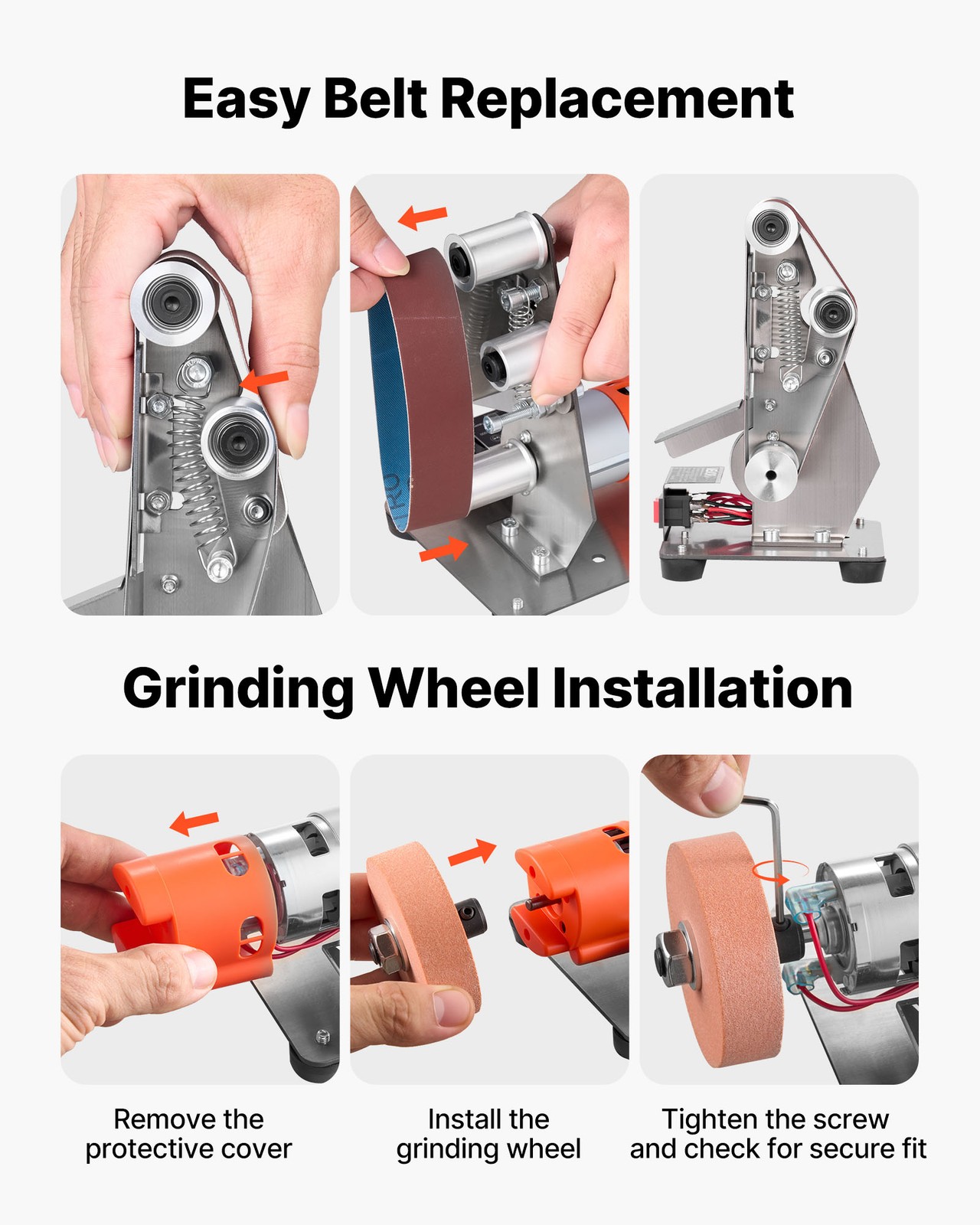 VEVOR 3-in-1 Mini Belt Sander Grinder Polisher Combo with 7 Speeds Adjustment