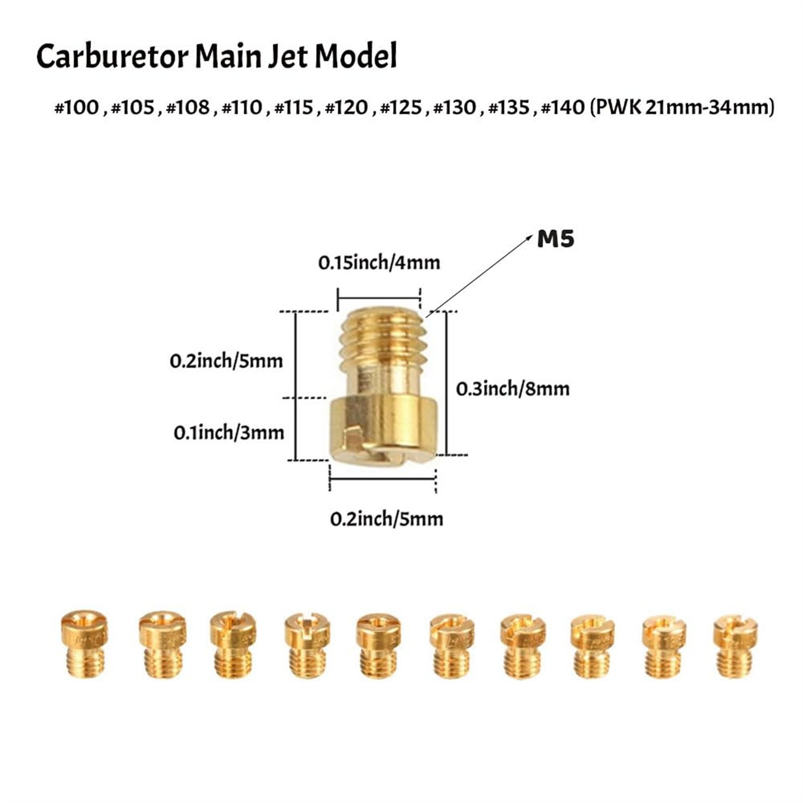 10Pc Slow Pilot Jet & 30Pc Carburetor Main Jet kit for Keihin PWK OKO Carb Honda