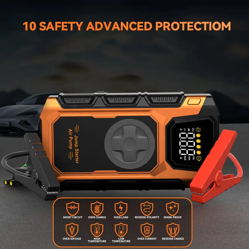 7000A Car Jump Starter With Air Compressor Pack Booster 12V Power Bank With Case