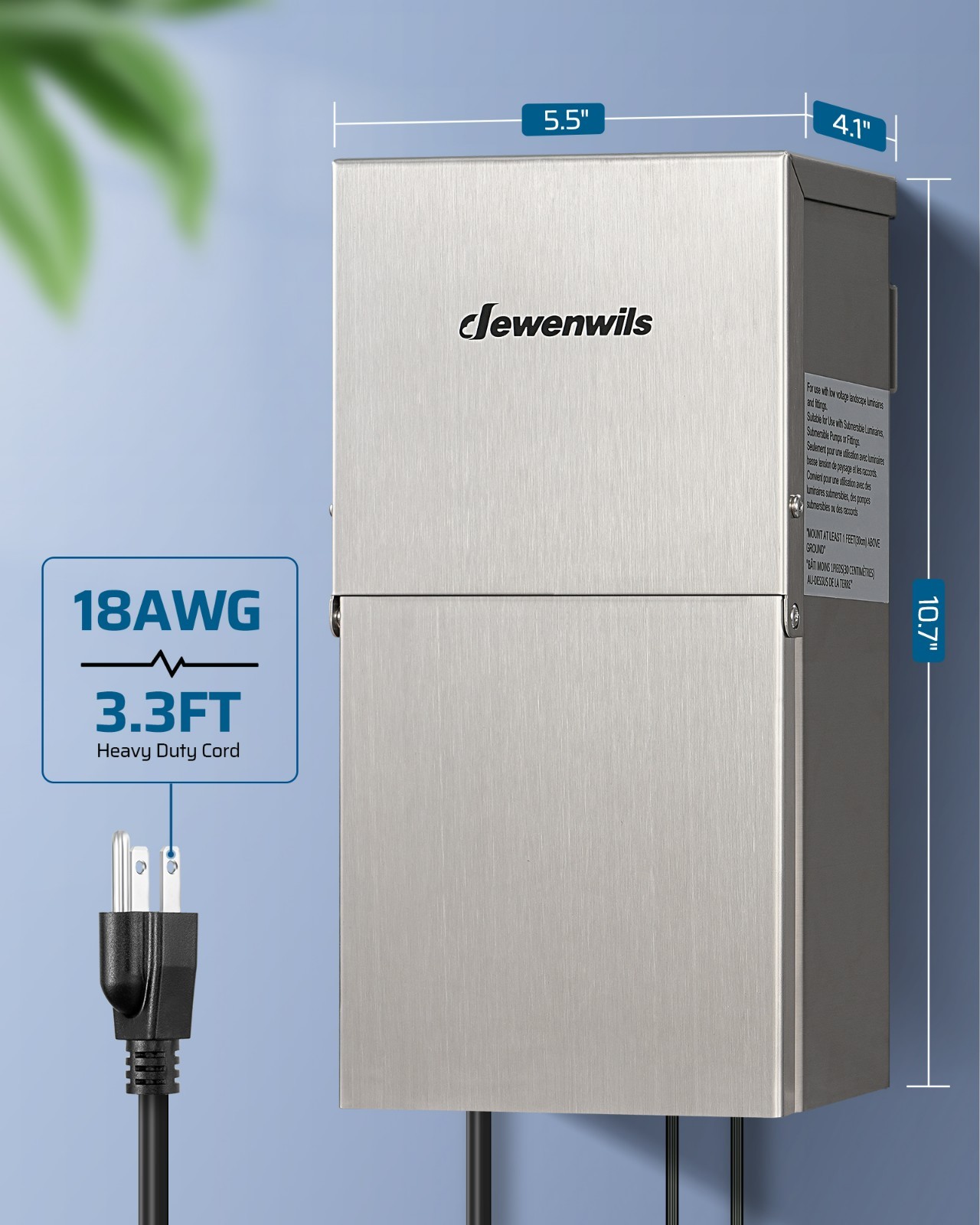 Low Voltage Transformer 300W with Photocell Sensor Timer for Landscape Lights