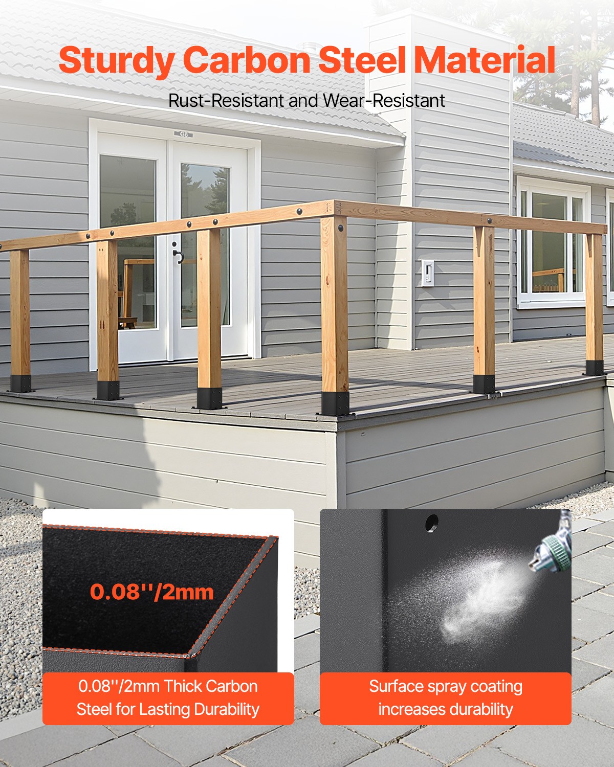 VEVOR 8 Pack 4x4 Post Base Brackets Wood Fence Post Anchor Inner Size 3.6x3.6 in