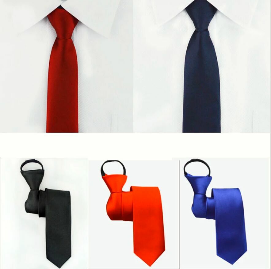 Girls/Boys 15" Fashion Skinny Slim Pre-tied Necktie With Zipper for 8-16Y Kids