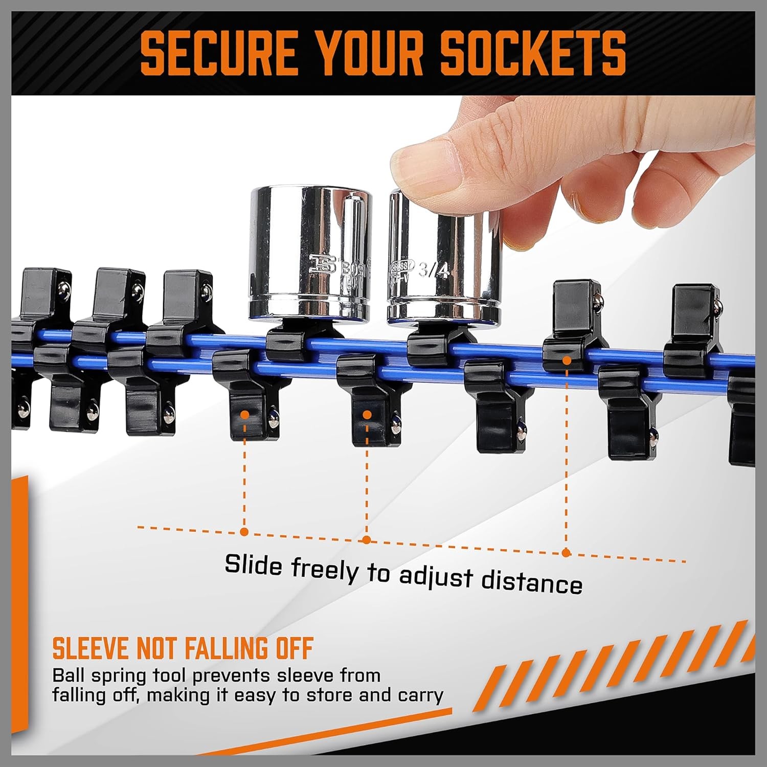 6PC Double Sided Socket Holder Organizer 1/4 3/8 1/2 Driver Shallow Deep Socket