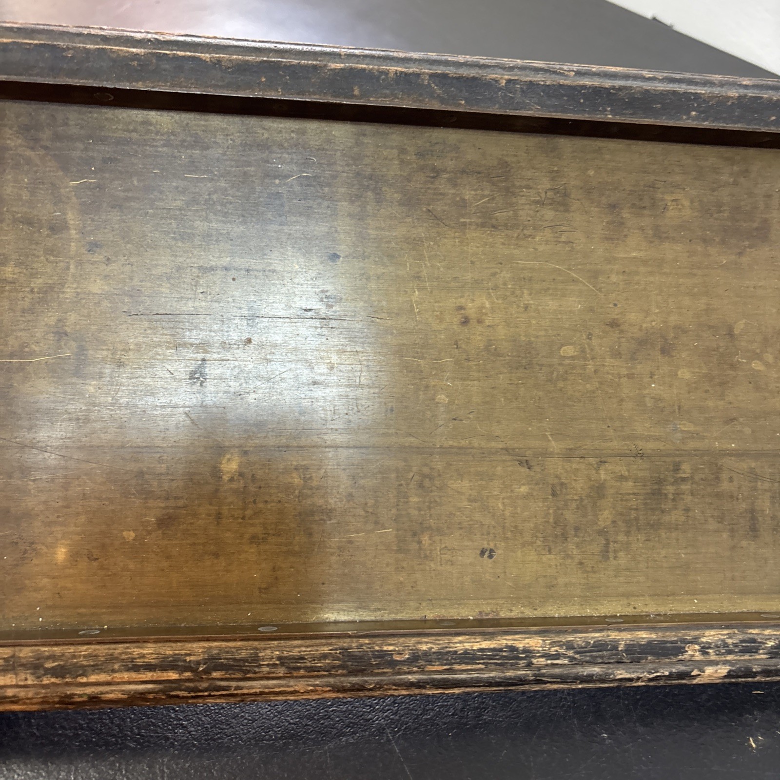 Letterpress Printer Block Type Galley Tray Brass And Wood 24”X 8”