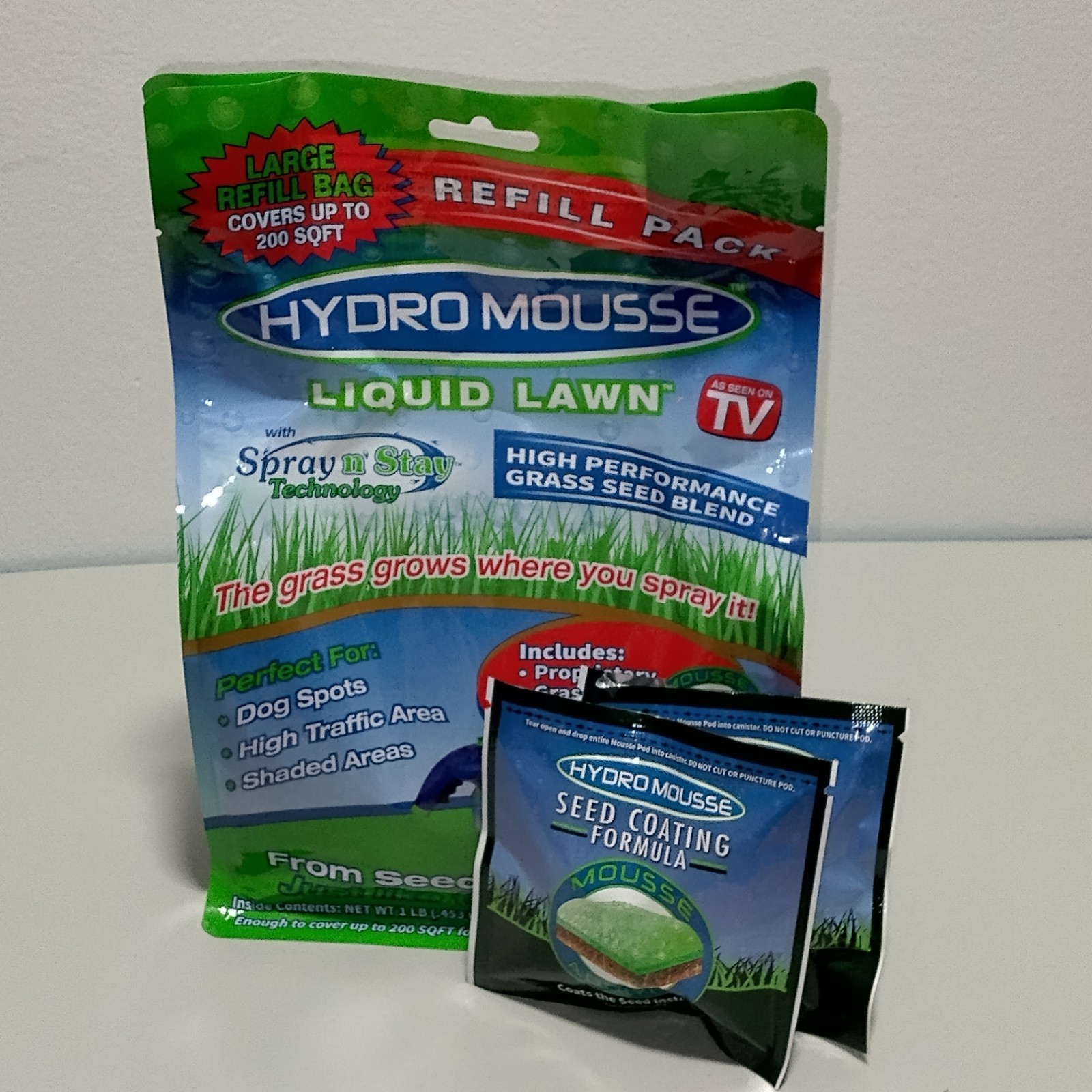 Hydro Mousse - Liquid Lawn Refill Pack 1lb Bag Covers 200 Square Feet Grass Seed