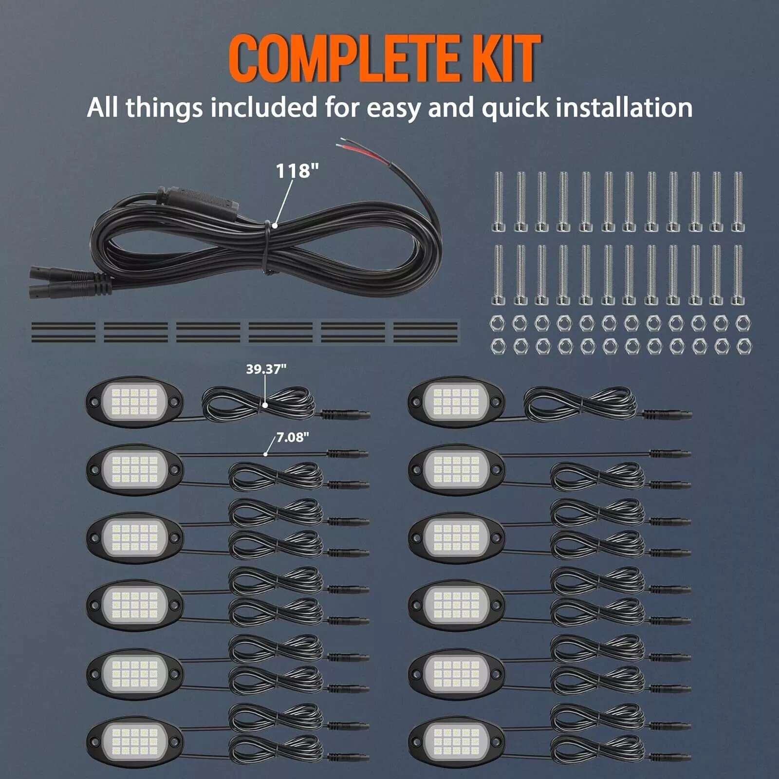 24 Pods LED Rock Lights for Trucks Underglow Wheel Well Light 6000K Pure White