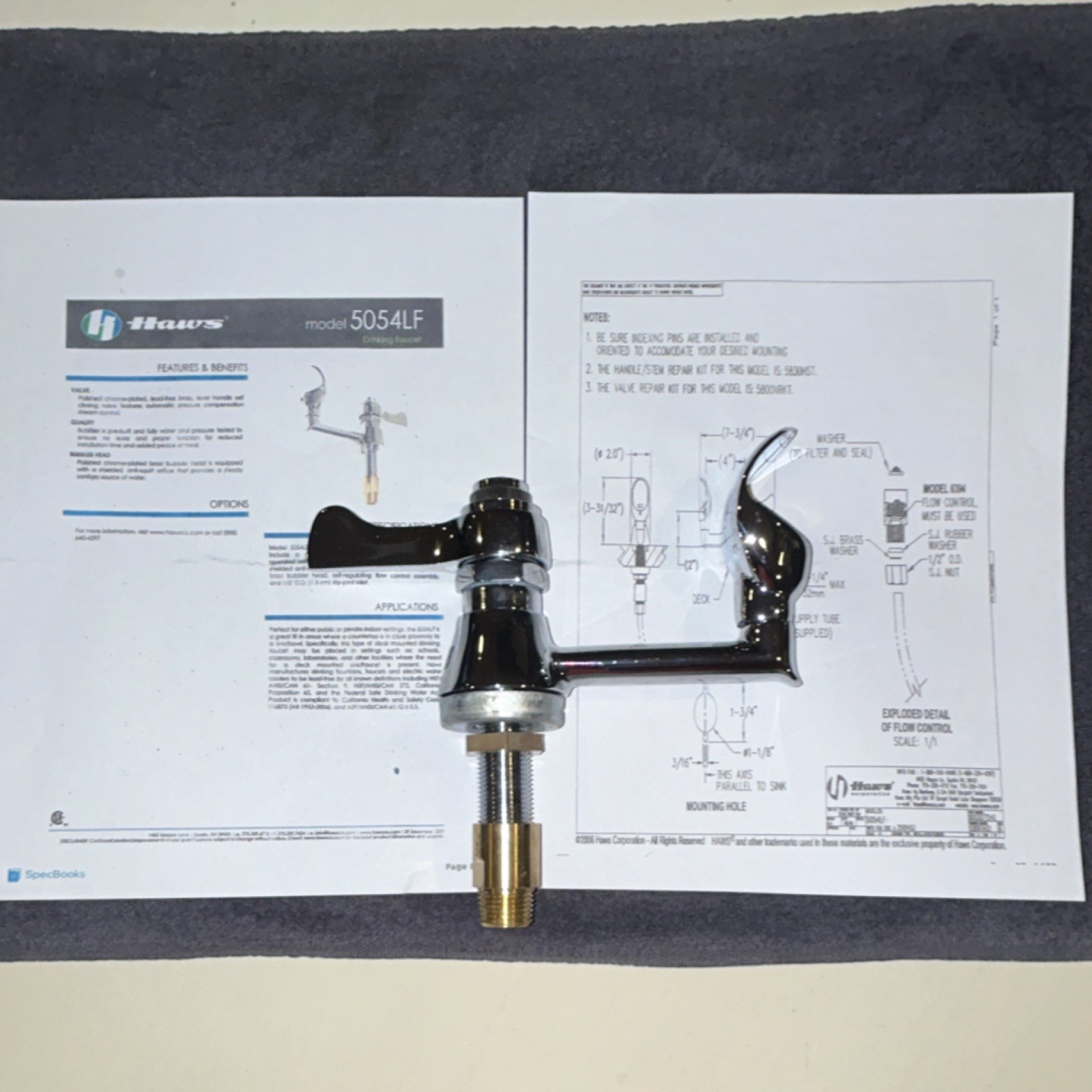 Haws 5054LF Flow Control Drinking Faucet Chrome Plated Brass Commercial