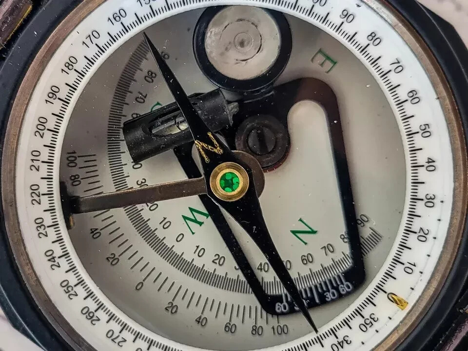 Vintage Bruntons Ainsworth Surveyors Geological Pocket Transit Compass