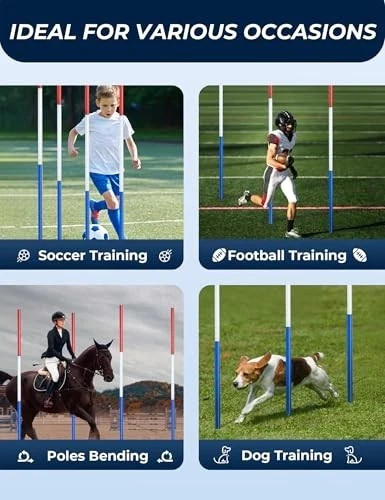 6 Pcs 6FT Pole Bending Poles for Horses, Adjustable With Ground-mounted