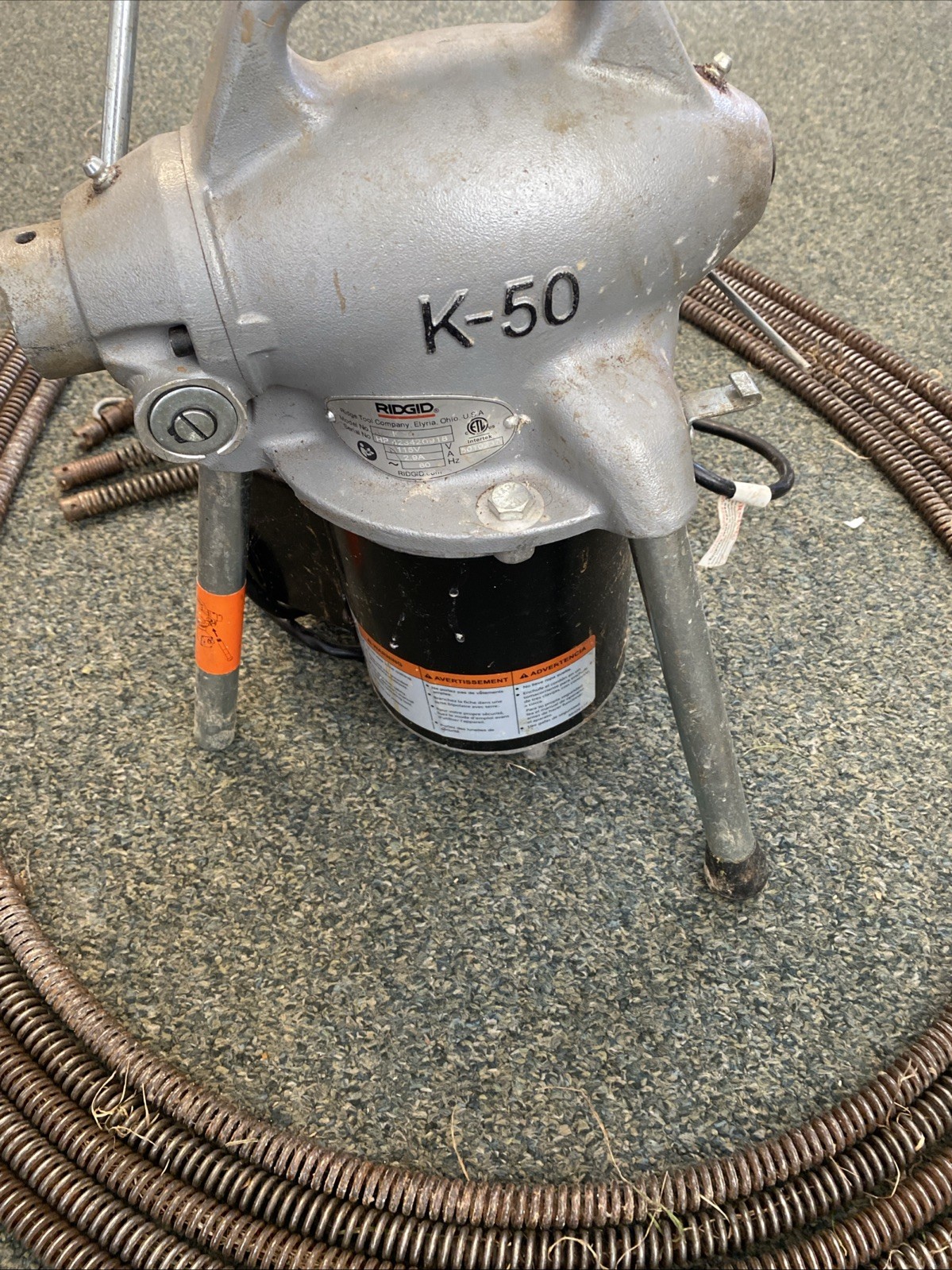 RIDGID K-50 Sectional Drain Cleaning Machine 110V w/Cable and Auger Bits TESTED