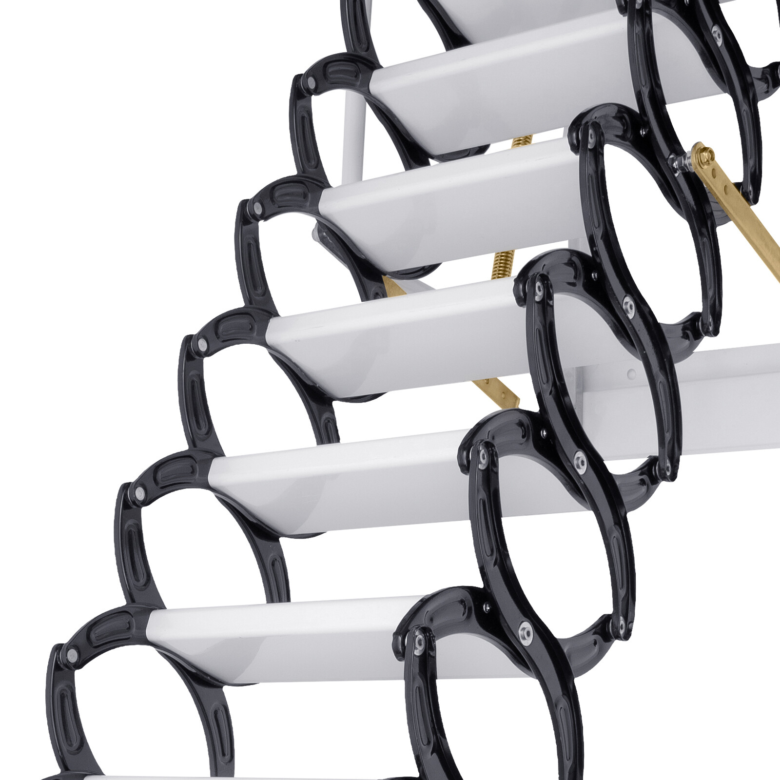 10ft Pull Down Folding Attic Ladder 12 Steps Anti-slip Wall-mounted Stairs