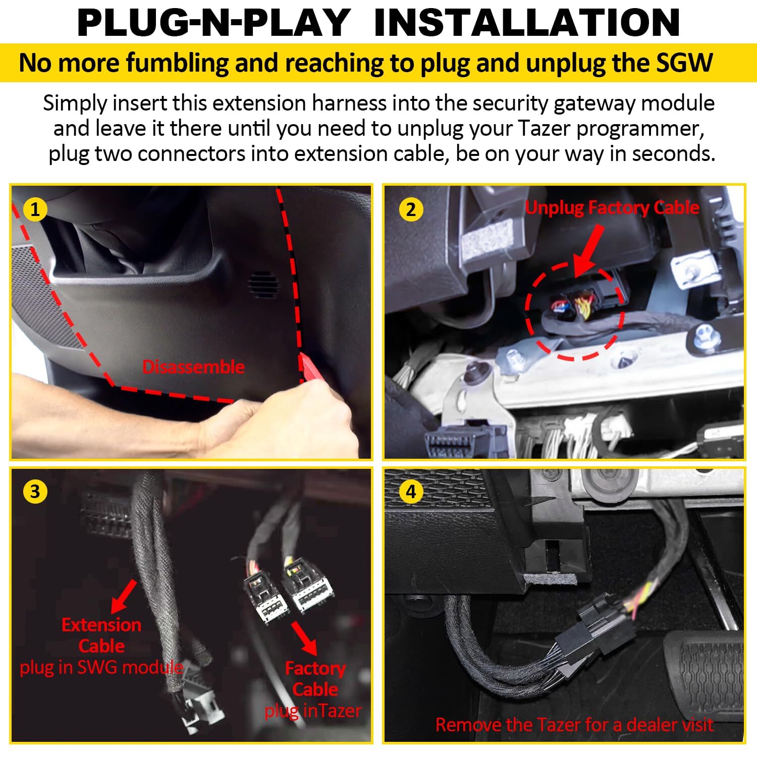 SGW Extension Cable for Tazer JL DT For Jeep Wrangler Gladiator for Ram 1500 TRX