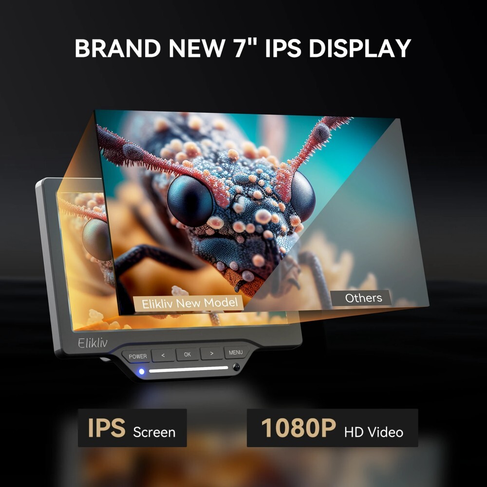 Elikliv 7" IPS Digital Microscope 1200X 12MP Full Coin View Magnifier EDM201 SE