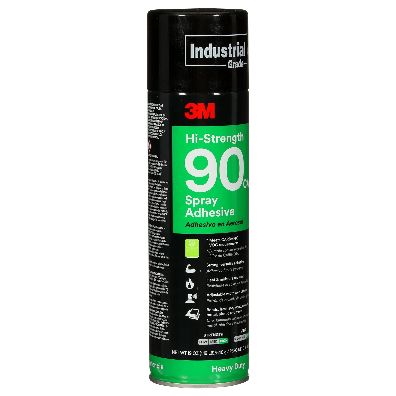 3M Hi-Strength Spray Adhesive 90 CA, Low VOC 25%, Clear, 24 fl oz Can