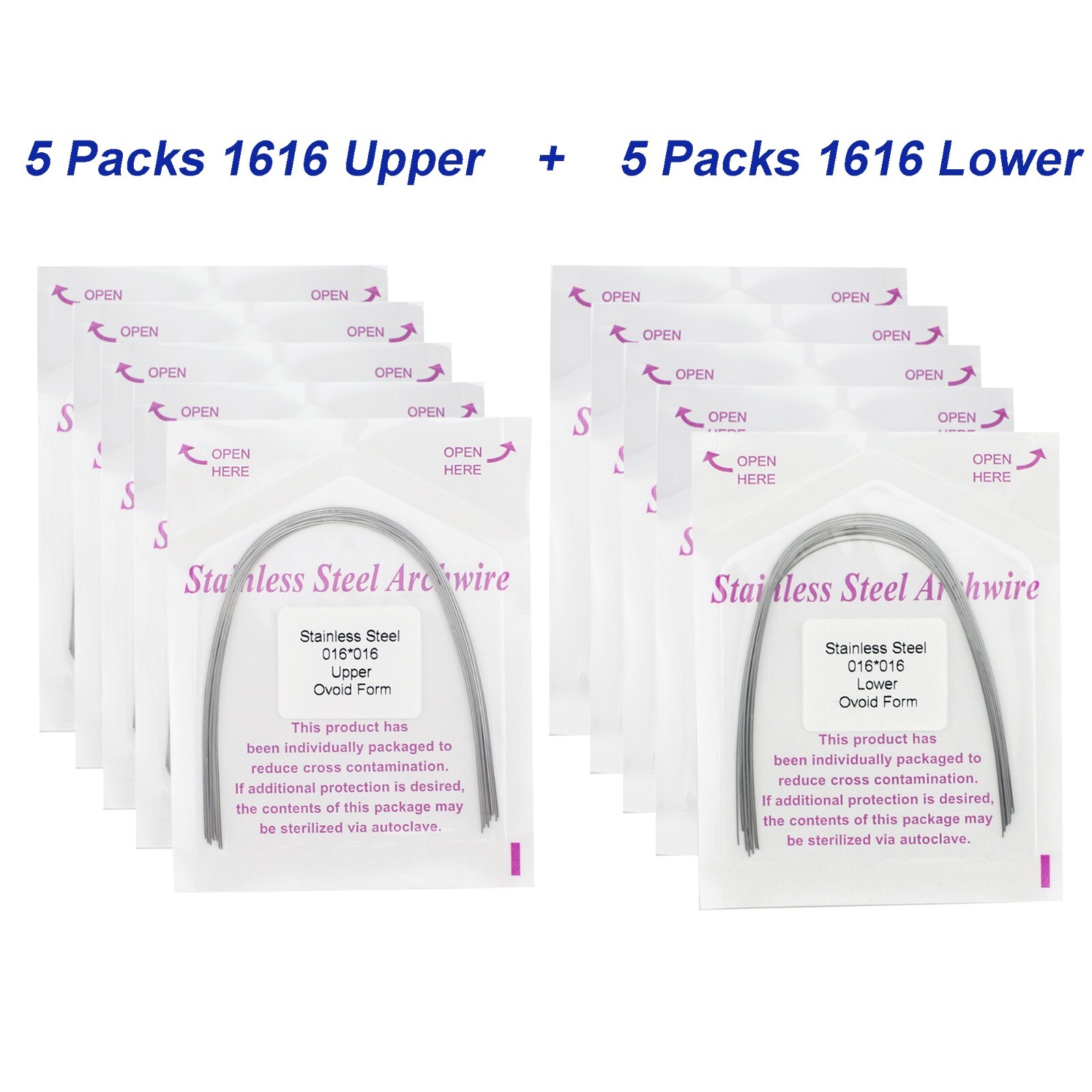 100Pcs Dental Orthodontic Arch Wire NiTi Stainless Steel Ovoid Round Rectangular