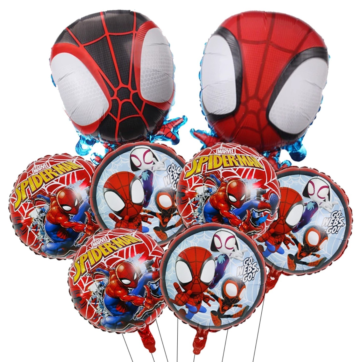 Spidey and Friends Birthday Decorations, Spider-Man Balloons, 8pcs