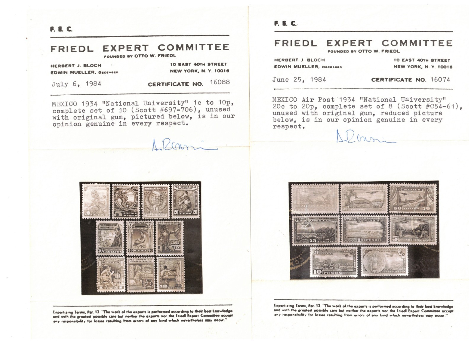 Mexico #698 - #706 #C54 - #C61 #RA13b Very Fine Mint Lightly Hinged Set