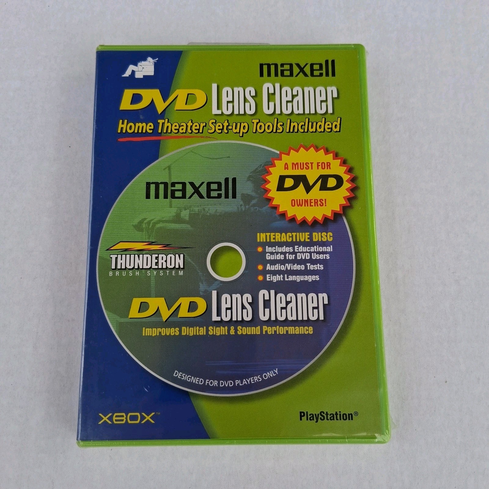 Maxell DVD Lens Cleaner Thunderon Brush System Home Theater Set-up DVD-LC 190059