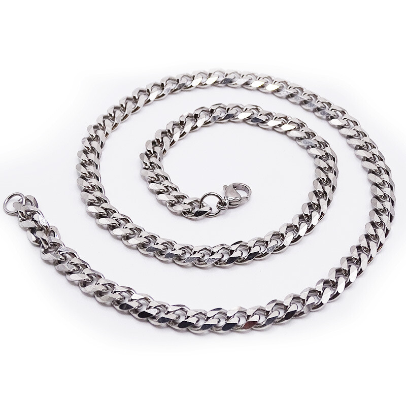 16-30" Stainless Steel Silver Chain Cuban Curb Necklace 3/5/7/9/11mm Womens Mens