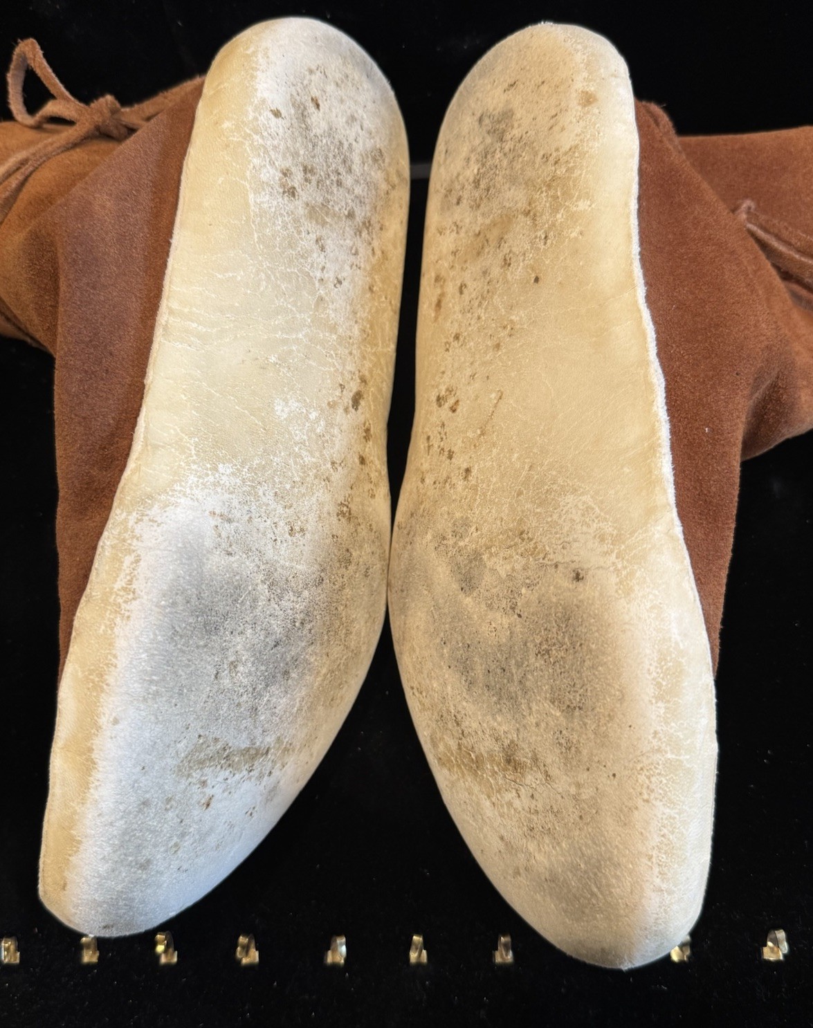 Old Native American Moccasins Navajo Apache Buckskin Hard Bottom High Top 7.5-9