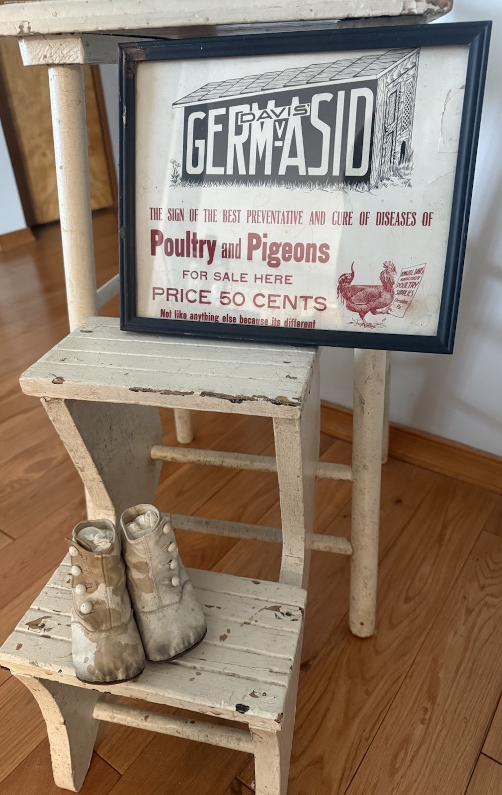 Rare Vtg Howard L. Davis Germ-Asid Graphic Advertising Farm Sign Glenolden PA