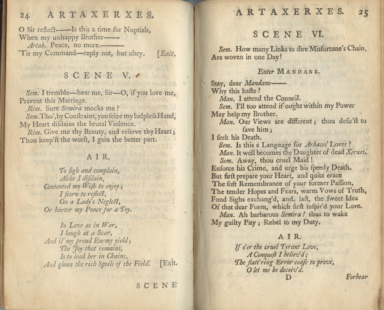 Artaxerxes. An English Opera. LIBRETTO : Arne, Thomas Augustine. 1764