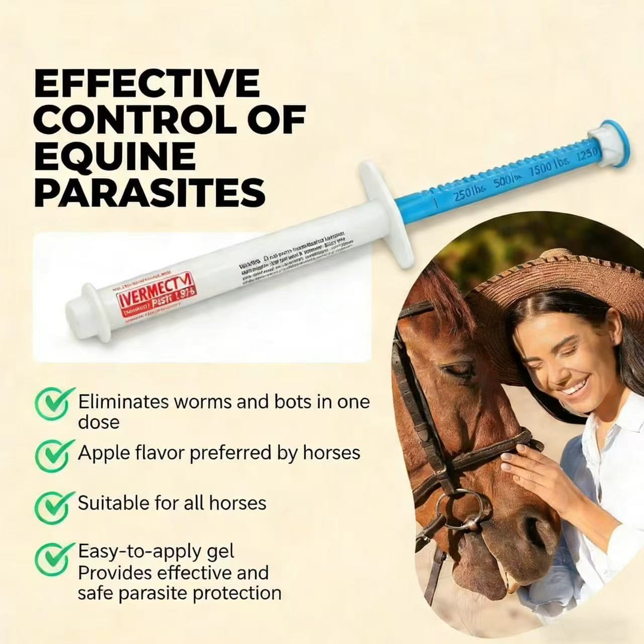 2 Pack New Paste Wormer Horse Dewormer Apple Flavor US Free Shipping