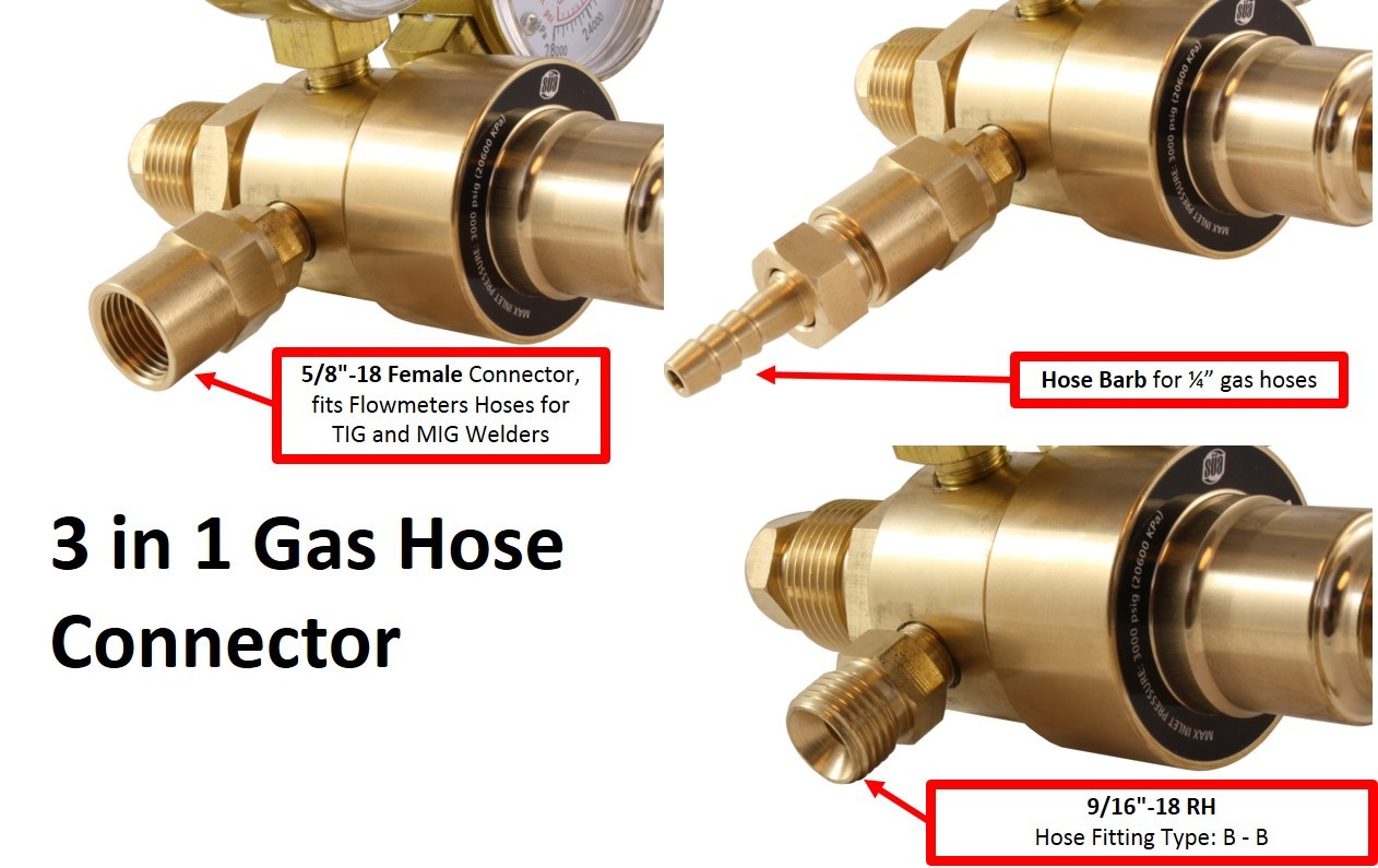 Industrial Argon Regulator/Flowmeter Gauges for MIG and TIG Welders - SÜA