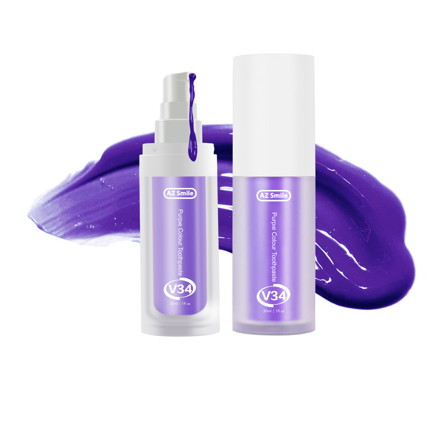 2PC AZSmile V34 Colour Corrector Purple Teeth Whitening Toothpaste Serum PAP
