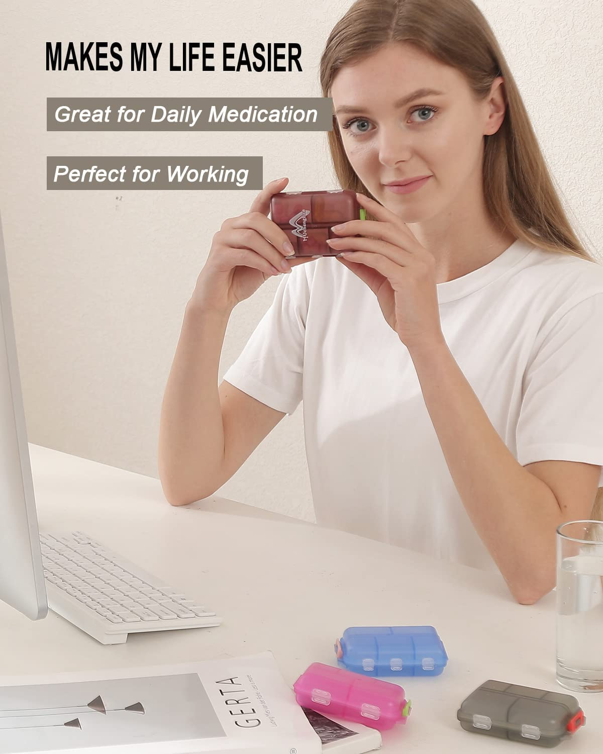 2 Paquete De Pastillero Semanal Organizador De Viaje Almacenamiento De Pastillas