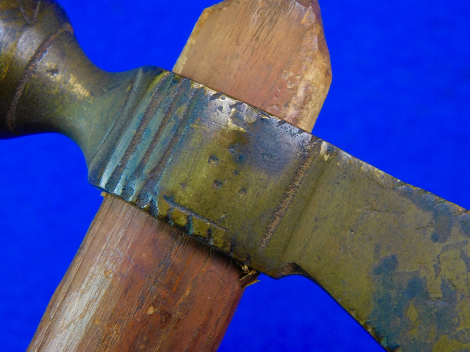 Antique Native American Indian Colonial Brass Head Trade Pipe Tomahawk Axe