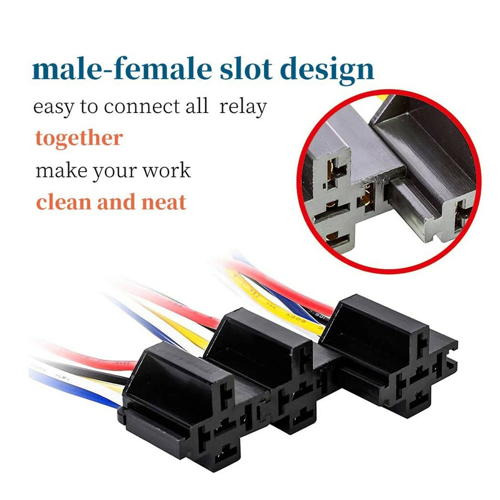 5Pin Automotive Car Relay Switch SPDT Harness Socket Waterproof 40A DC 12V 12AWG