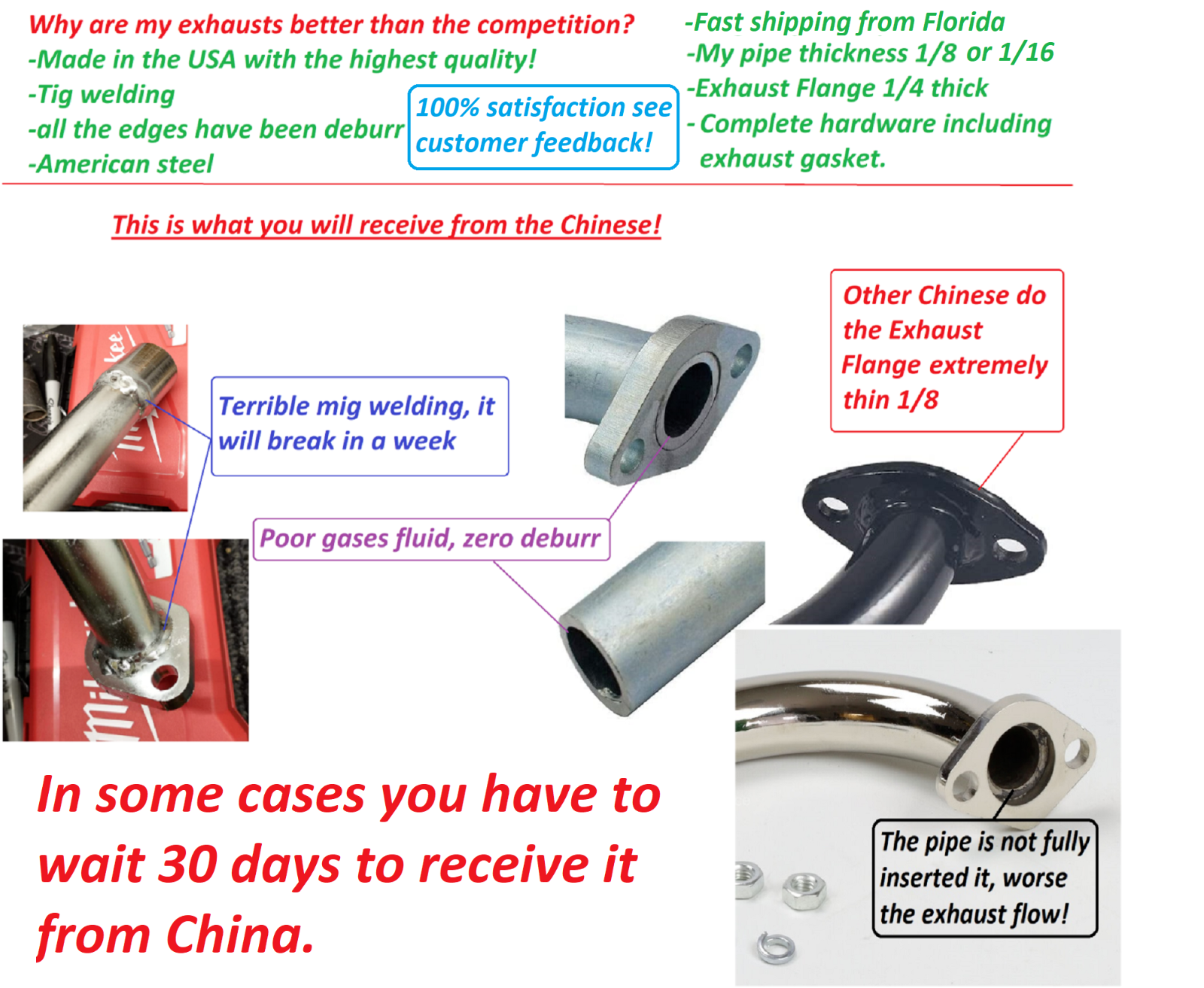 Mini Bike custom Exhaust Header Pipe for Predator 212cc & Honda GX200.