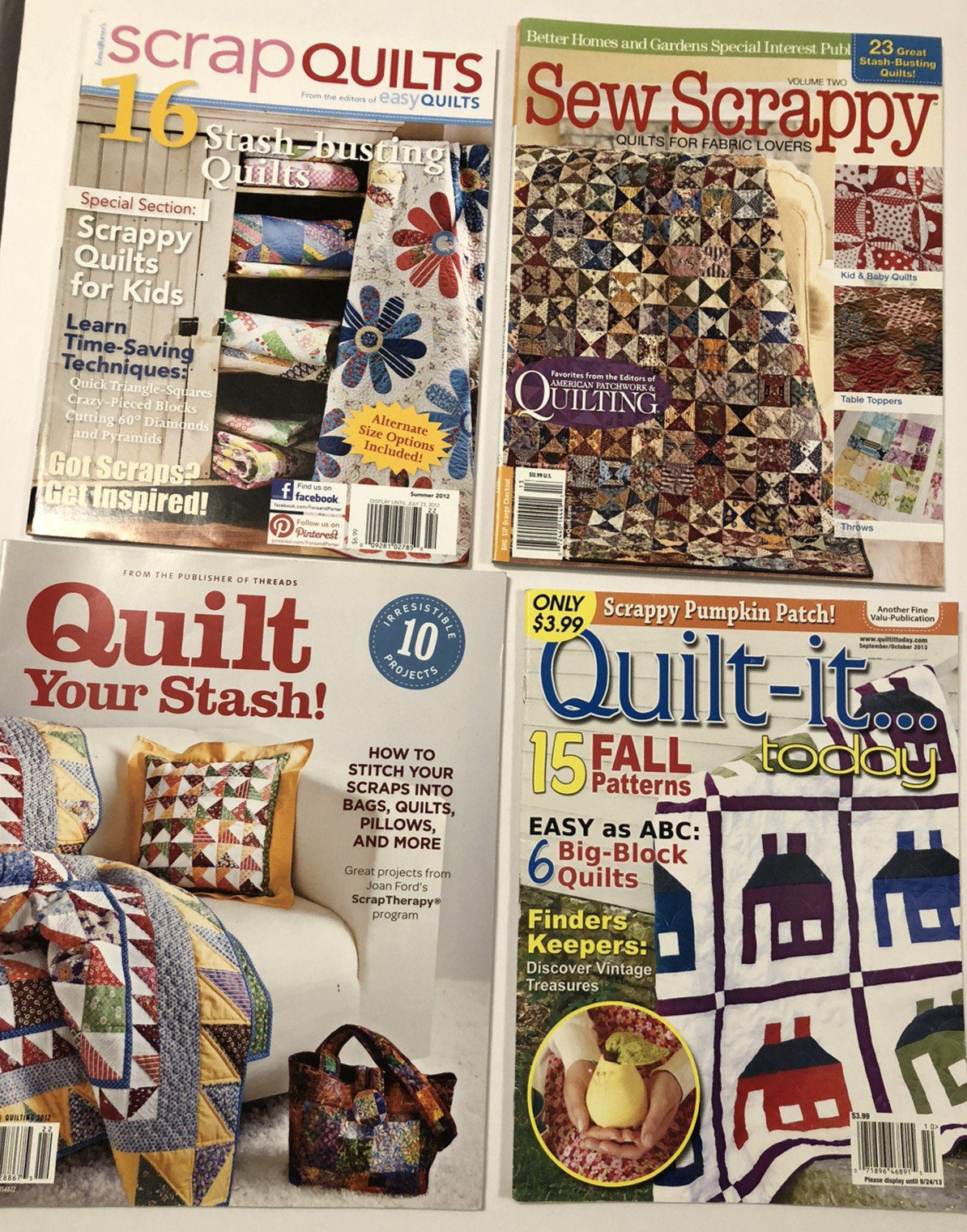 Using Scraps Quilting (Lot of 4) Various Quilting Magazines/Manuals- 2011-2013