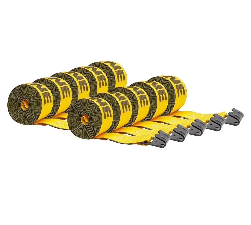 (10 Pack) Kinedyne 4"x30' Winch Straps with flat hook, Flatbed Tie Down Strap