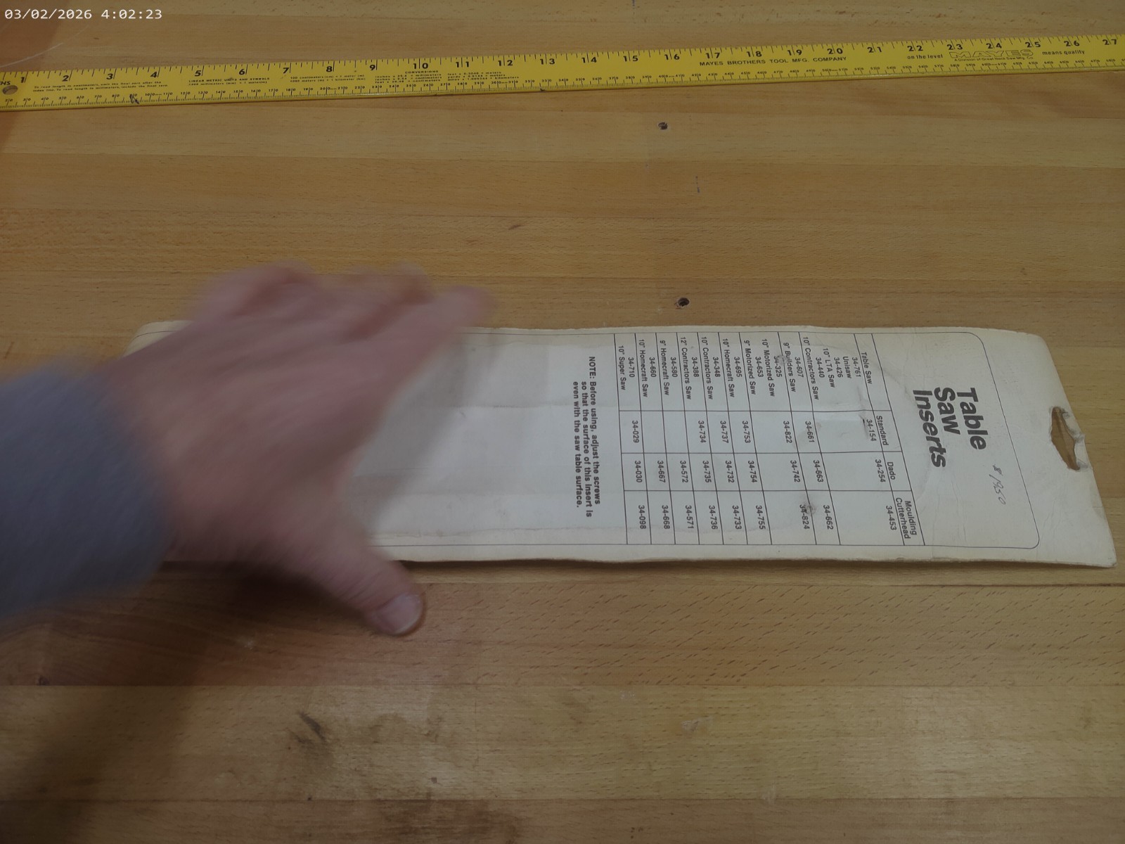 Delta 34-154 Insert for 34-761 Unisaw 34-426 10" LTA Saw 34-440 10" Contractors