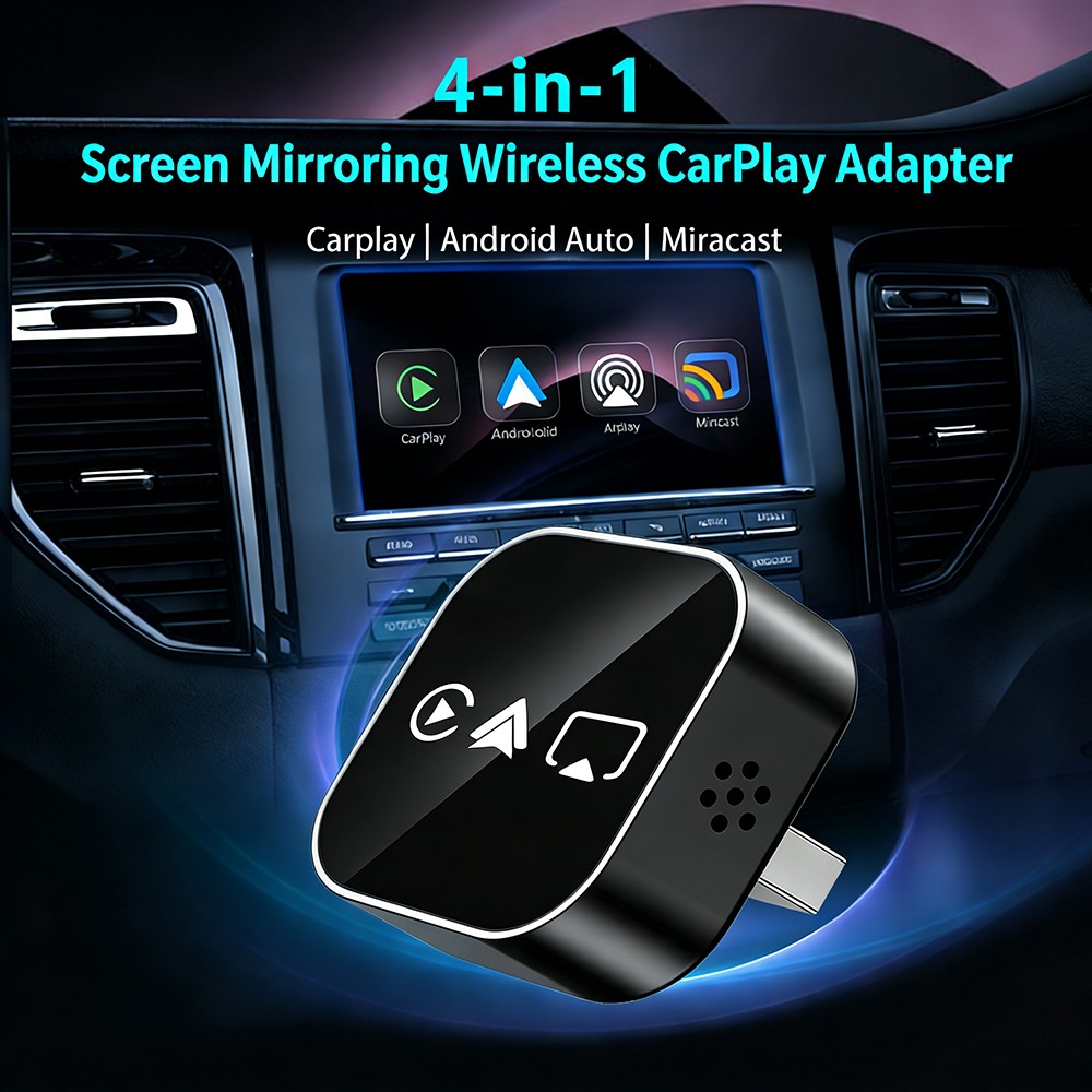 Wired to Wireless CarPlay Adapter for Apple iPhone/Android Auto/AirPlay/Miracast