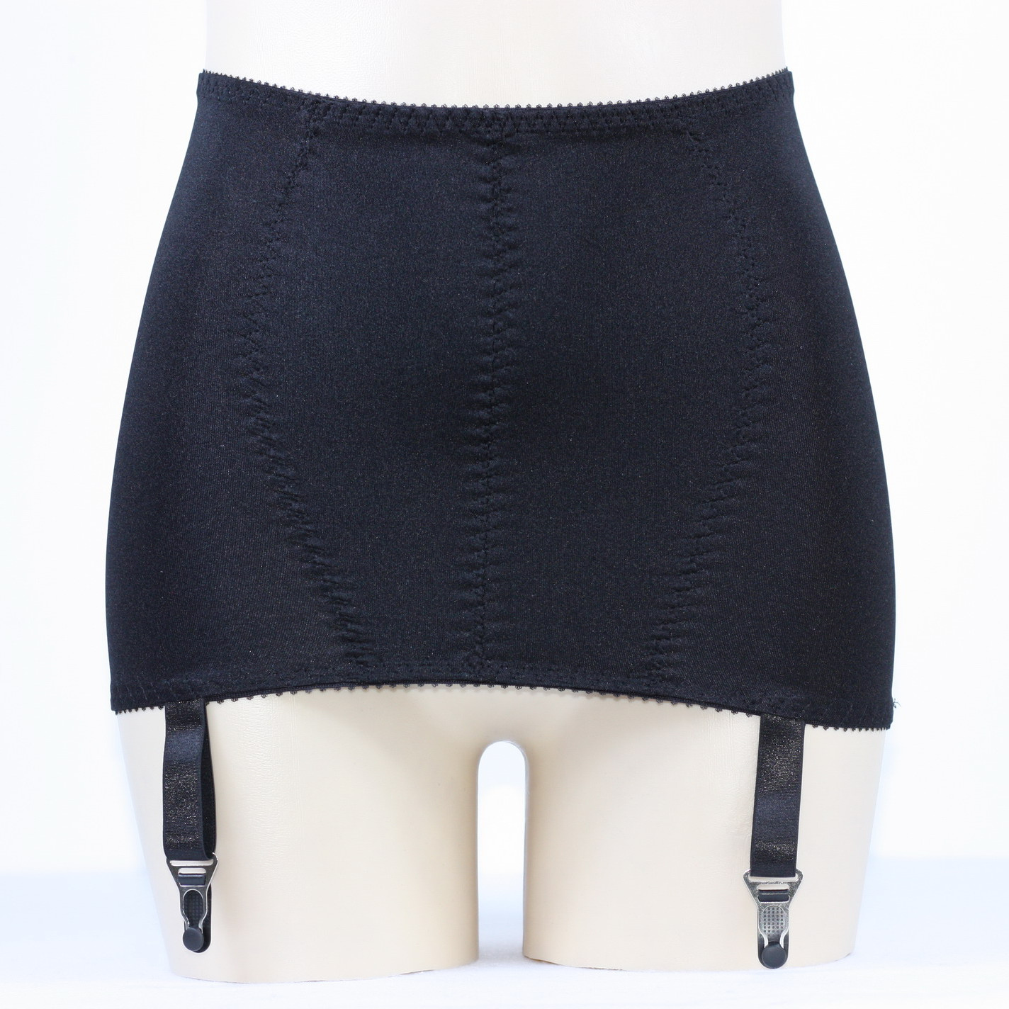 Luxallacki High Waist Open Bottom Girdle Skirt with Garter Straps for Stockings