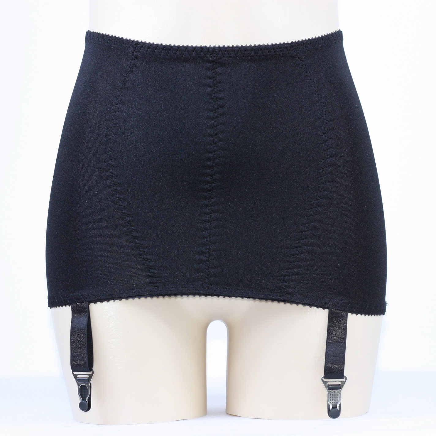 Luxallacki High Waist Open Bottom Girdle Skirt with Garter Straps for Stockings