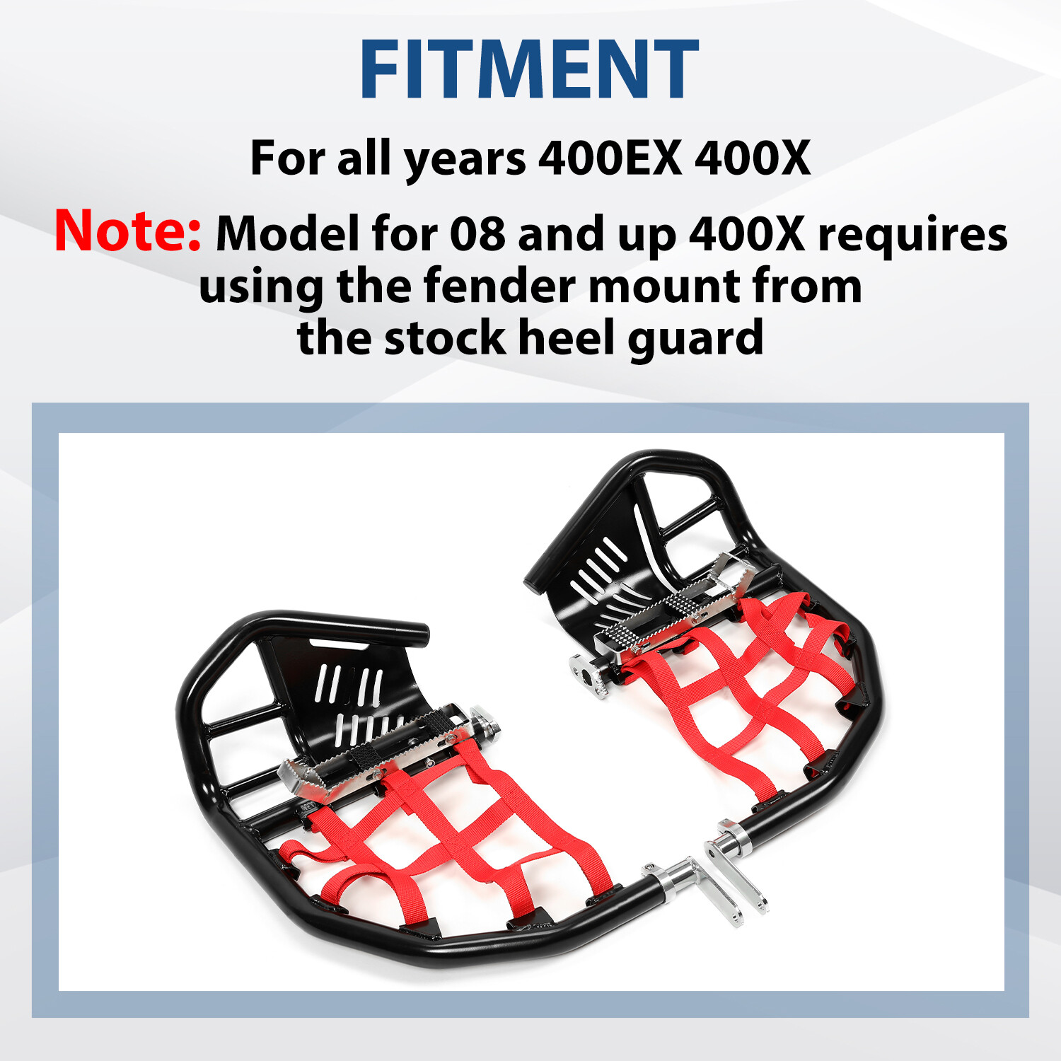 For Honda TRX 400EX 400X Nerf Bars Pro Peg Black Bars Red Nets Bar Heel Guard