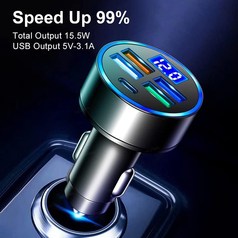 4 USB Port Super Fast Car Charger Adapter for iPhone Samsung Android Cell Phone