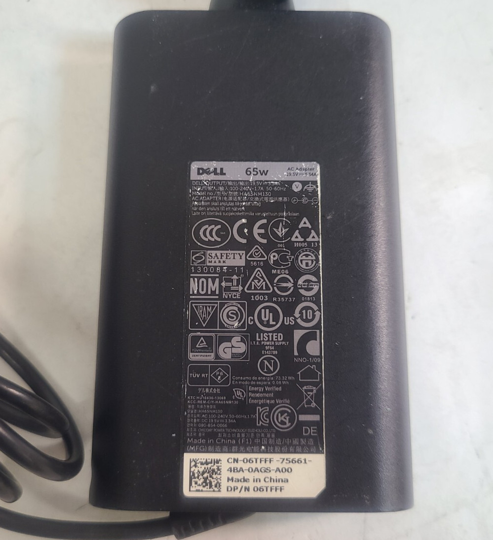 Mixed Lot of 10 Dell 65w LA65NM130 HA65NM130 Slim AC Adapters